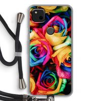 Neon bloemen: Pixel 4a Transparant Hoesje met koord