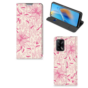 OPPO A74 4G Smart Cover Pink Flowers