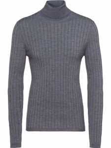 Prada pull nervuré à col roulé - Gris