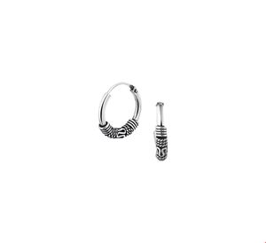TFT Creolen Bali Oxi Zilver Geoxideerd Glanzend 3 mm x 14 mm
