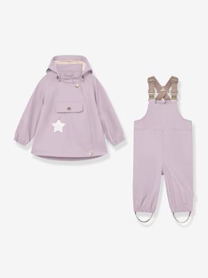 Regenset: waterdichte jas & broek salopet baby MATWAINIS MINI A TURE zachtpaars
