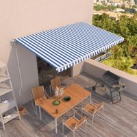 Luifel automatisch uittrekbaar 500x350 cm blauw en wit