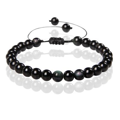 Memphis No.2 Natuursteen Armband Dames - 6mm Color Obsidian