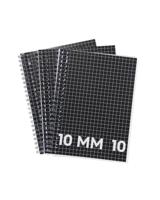 HEMA Collegebloks Zwart A4 Geruit 10mm - 3 Stuks