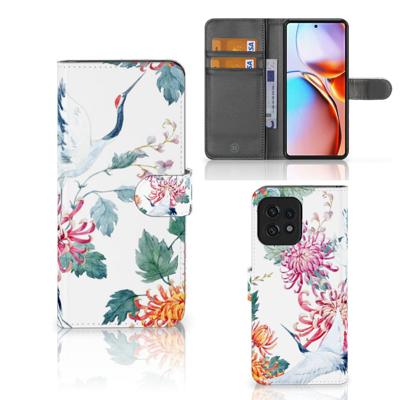 Motorola Edge 40 Pro | Telefoonhoesje | Met pasjeshouder | Bird Flowers