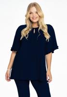 Yoek Tuniek flare met ruches | Blauw | Maat 50/52