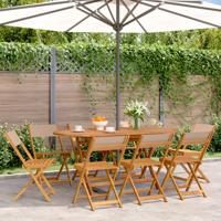 Tuinstoelen 8 st inklapbaar stof en massief hout taupe