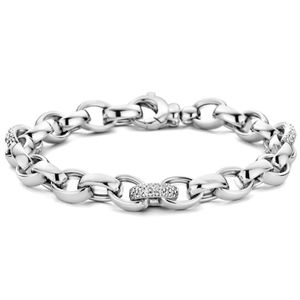 Armband Ankerschakel zilver-zirconia wit 7,5 mm 19 cm