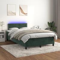 Boxspring met matras en LED fluweel donkergroen 120x200 cm