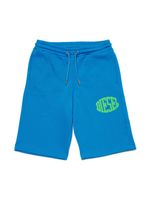 Diesel Kids short de sport en coton à logo imprimé - Bleu