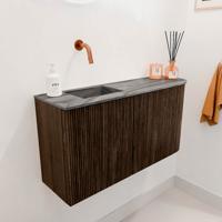 Toiletmeubel Mondiaz Joya Dlux | 81.6 cm | Meubelkleur Walnut | Faye wastafel Sombra Wasbak Links | Zonder kraangat(en)