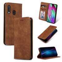 Retro huid voelen Business magnetische horizontale Flip lederen case voor Galaxy A20E & A10E & A202F (bruin)