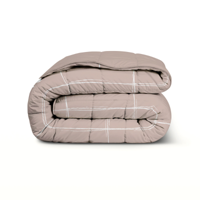 1+1 Gratis Wasbaar Easy Dekbed Zonder Overtrek - Zonder Overtrek - Scribble Squares - Taupe - Dekbed-Discounter.nl