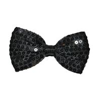Carnaval verkleed vlinderstrikje met glitter pailletten - zwart - polyester - heren/dames - thumbnail
