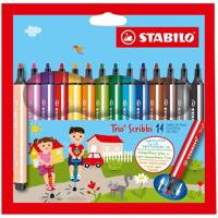 Viltstift stabilo trio scribbi 368/14 14st assorti | 3 stuks