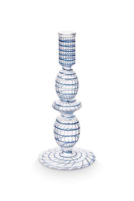 Pip Studio Kaarsenhouder Glas Swirl Donkerblauw 20cm