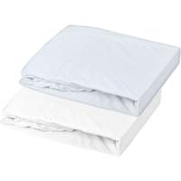 Set van 2 hoeslakens - P'TIT DODO - Jersey - 70 x 140 cm - Wit / Lichtblauw