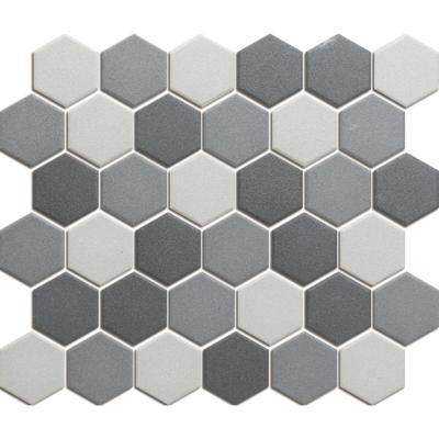 The Mosaic Factory London Mozaiek Tegel Hexagon - Donker Grijs Mix Porselein Ongeglazuurd, R11 281x325 mm