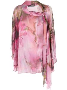 Alberta Ferretti blouse transparente à fleurs - Rose
