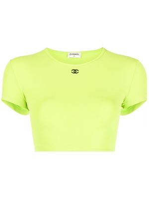 CHANEL Pre-Owned t-shirt crop à logo CC brodé (1995) - Vert