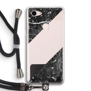 Zwart marmer: Pixel 3 Transparant Hoesje met koord