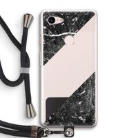 Zwart marmer: Pixel 3 Transparant Hoesje met koord