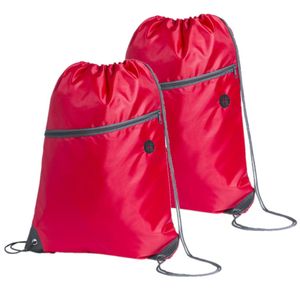 Sport gymtas/rugtas/draagtas - 2x - rood met rijgkoord 34 x 44 cm van polyester