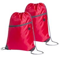 Sport gymtas/rugtas/draagtas - 2x - rood met rijgkoord 34 x 44 cm van polyester