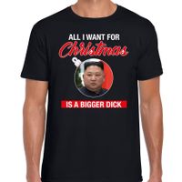 Kim Jong-un All I want for Christmas fout Kerst shirt zwart voor heren - thumbnail