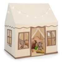 Kinderspeelhuis met Sterrenlicht Kindertent met Ramen en met Gordijnen Kinder Speeltent Speelhuisje voor Jongens en Sprookjes (Lichtbruin)