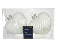 Decoris kersthangers glas hart 2st winterwit