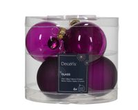 Kerstbal glas d6 cm violet 6st kerst - Decoris