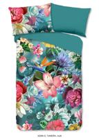 Good Morning Dekbedovertrek "bloemen" - Petrol - (140x200 cm) - Katoen