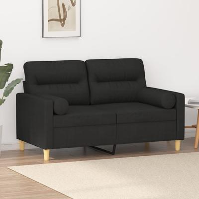 Tweezitsbank met sierkussens 120 cm stof zwart