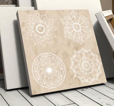Canvas schilderij mandala Vier beige mandala's