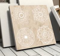 Canvas schilderij mandala Vier beige mandala's