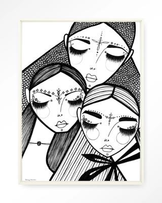 Urban Cotton Wandkleed 'Close' 110 x 145cm in Floating Frame - off white