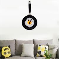 Gebakken ei pan vorm creatieve woonkamer decoratieve Wandklok (zwart)