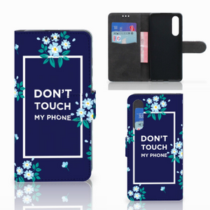 Huawei P30 Portemonnee Hoesje Flowers Blue DTMP