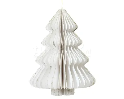 Kerstornament Papieren Kerstboom 15cm Wit