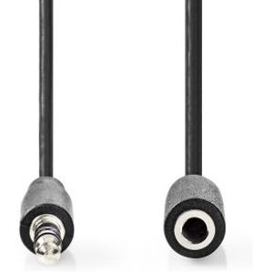 Stereo-Audiokabel | 3,5 mm Male | 3,5 mm Female | Vernikkeld | 10.0 m | Rond | Zwart | Label