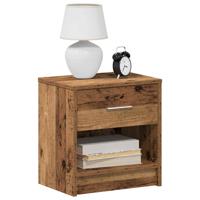Nachtkastje met lade 39x28x41 cm oud houtkleurig