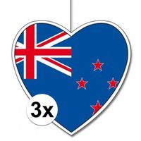 3x Nieuw Zeeland hangdecoratie harten 14 cm   -
