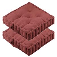 Stof Textile Vloerkussen Maxime - 2x - terracotta - katoen - 45 x 45 x 10 cm - vierkant - Extra dik Stof Textile Vloerkussen Maxime - 2x - terracotta - katoen - 45 x 45 x 10 cm - vierkant - Extra dik