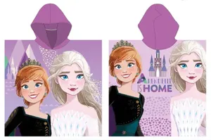 Frozen poncho Anna & Elsa 55 x 110 cm paars