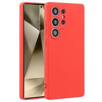 Lunso Samsung Galaxy S25 Ultra hoesje - Flexibel siliconen Backcover - Rood