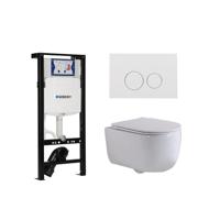 QeramiQ Dely Swirl Toiletset - 36.3x51.7cm - Geberit UP320 plieger inbouwreservoir - slim zitting - glans witte bedieningsplaat - ronde knoppen - wit mat SW1381697/SW706186/SW1000766/SW1026257