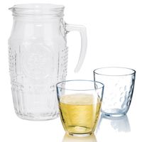 Bormioli Rocco schenkkan/waterkan van glas 1,8 liter met 6x waterglazen van 250 ml - Waterkannen - thumbnail