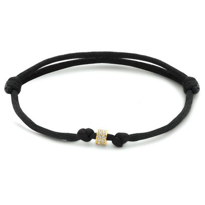 Armband geelgoud-satijn-zirconia goudkleurig-zwart-wit 13-26 cm