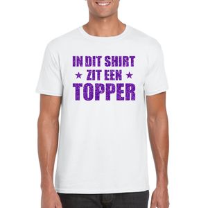 In dit shirt zit een Topper in paarse glitters t-shirt heren wit